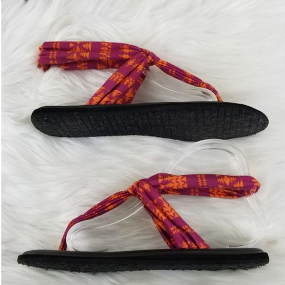 Sanuk Pink Orange Ankle Strap Women's Sandals Sz 8 - Picture 4 of 7